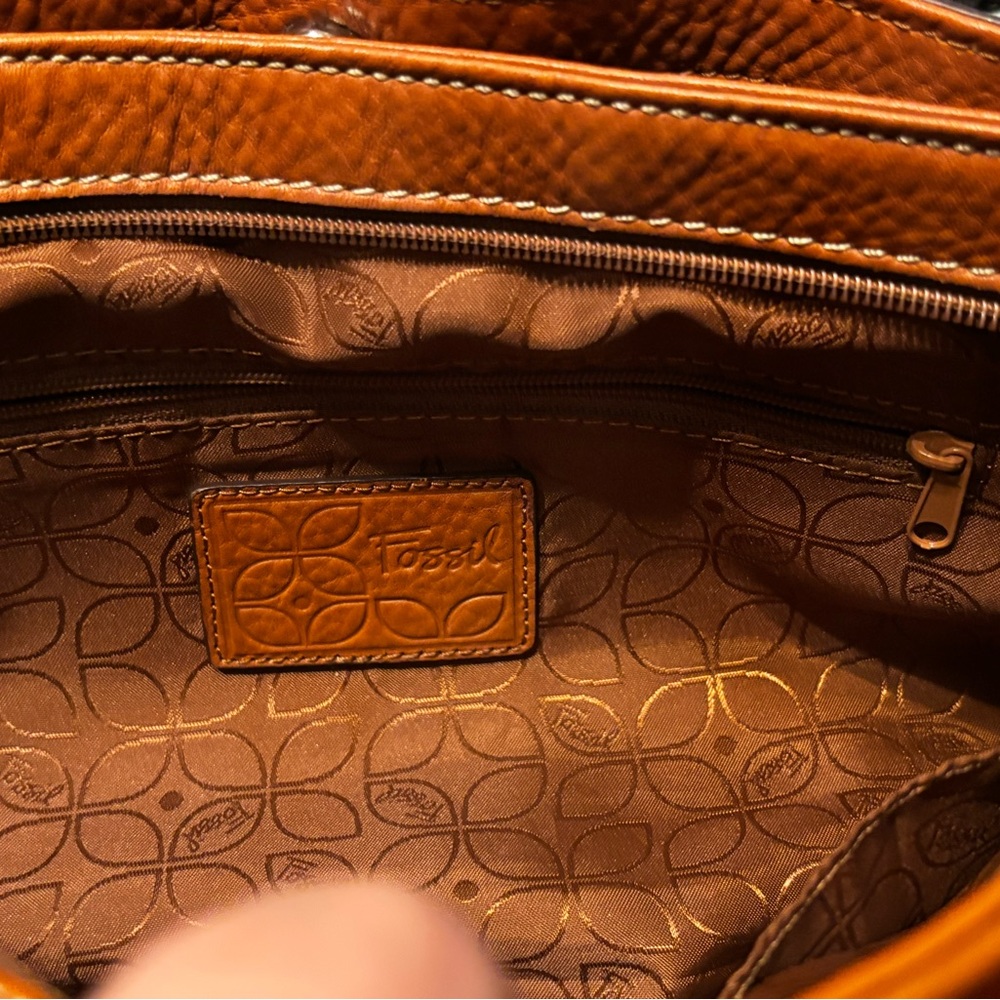 FINALPRIZE🔥Fossil Colorful Patchwork Leather Shoulder Bag has chain with pearls - Picture 12 of 15